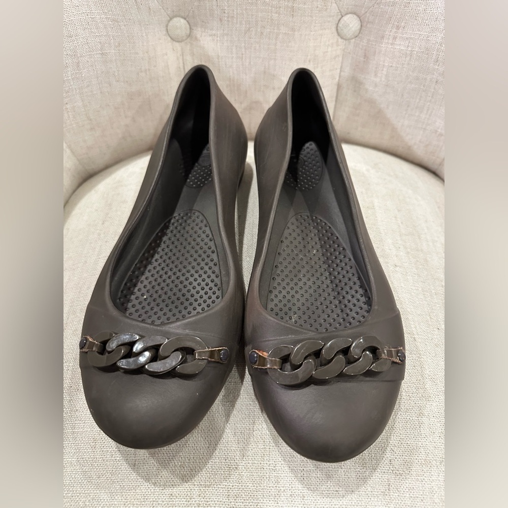 Crocs Gianna Link Brown Ballet Flat Shoes Slip On Women’s 8 Mary Jane Comfort